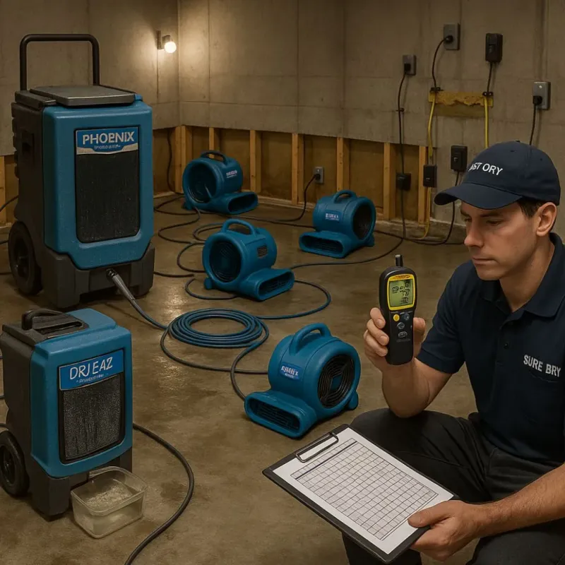 Structural Drying and Dehumidification process in Humboldt County, CA